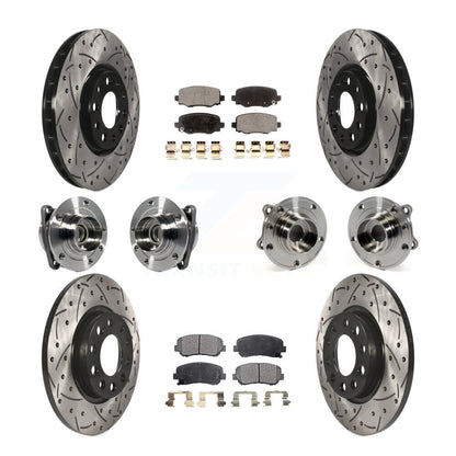Kit de rotors et plaquettes de frein revêtus de roulement de moyeu avant et arrière (10 pièces) pour Chrysler 200 FW