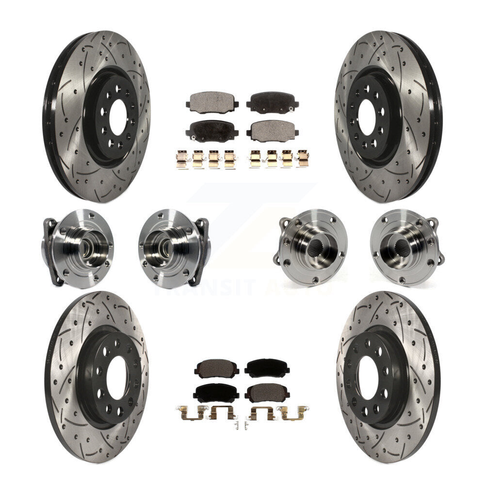 Kit de rotors et plaquettes de frein revêtus de roulement de moyeu avant et arrière (10 pièces) pour Chrysler 200 FW