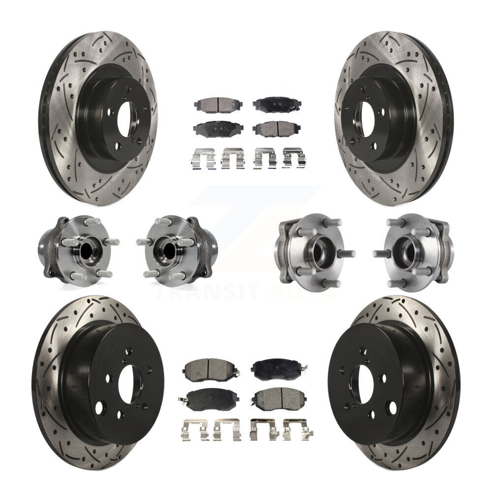 Kit de plaquettes de rotor de frein enduites de roulement de moyeu avant et arrière (10 pièces) pour Subaru Forester X