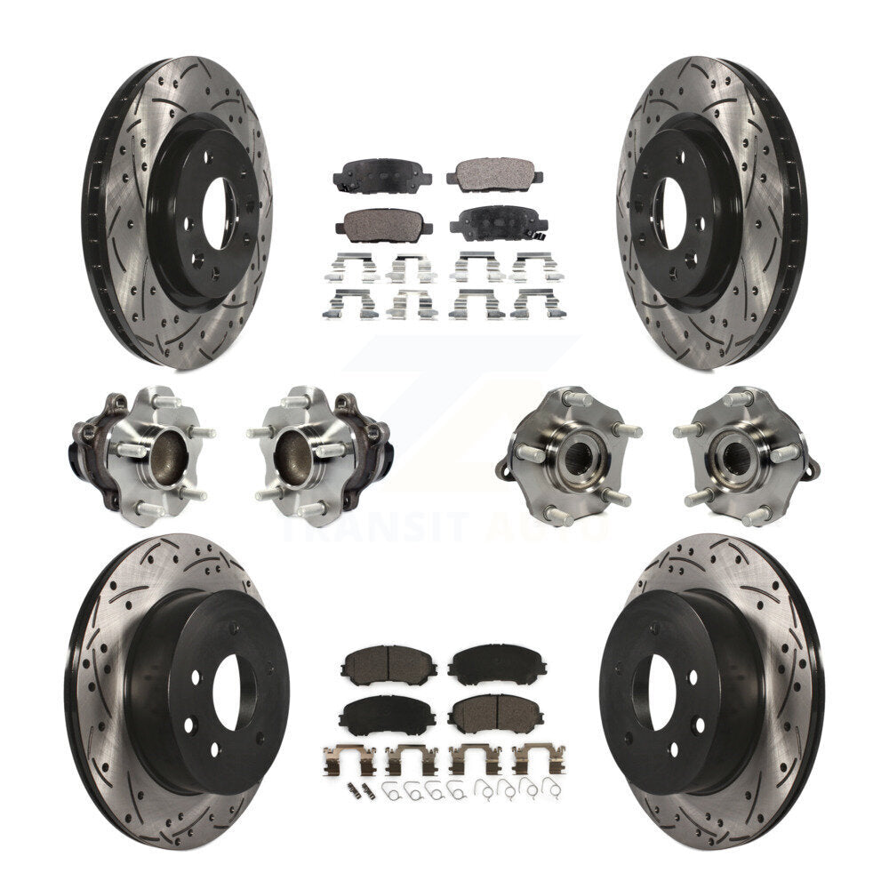 Kit de plaquettes de rotor de frein enduites de roulement de moyeu avant et arrière (10 pièces) pour Nissan Rogue Spor