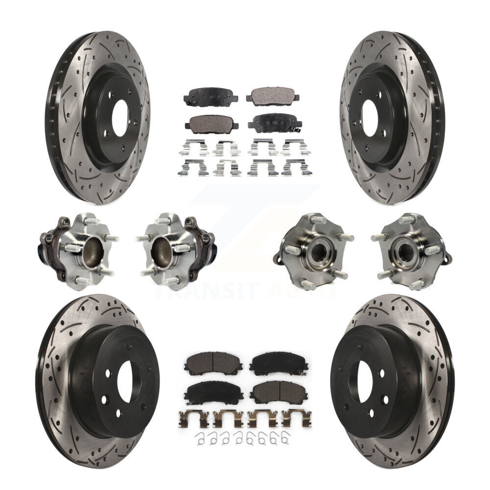 Kit de rotor et de plaquettes de frein à disque revêtus de roulement de moyeu avant et arrière (10 pièces) pour Nissan Rogu