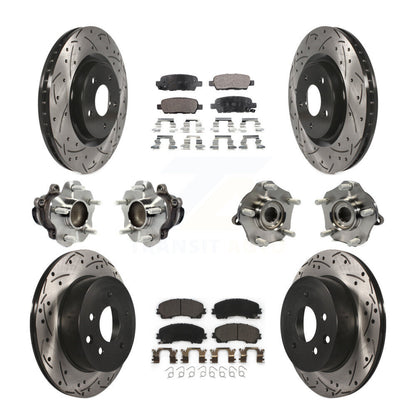 Kit de rotor et de plaquettes de frein à disque revêtus de roulement de moyeu avant et arrière (10 pièces) pour Nissan Rogu