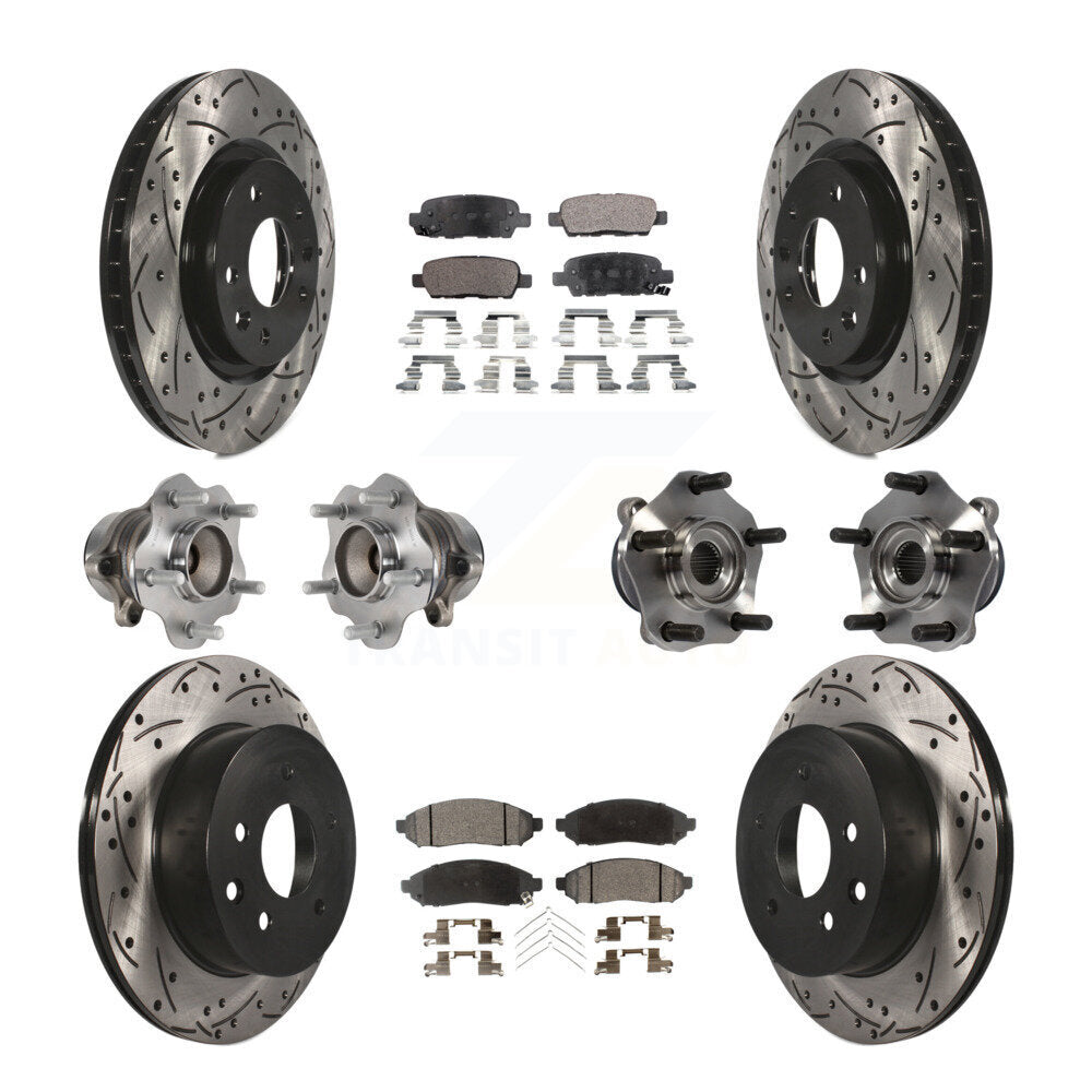 Kit de rotors et plaquettes de frein à disque revêtus de roulement de moyeu avant et arrière (10 pièces) pour Nissan LEA