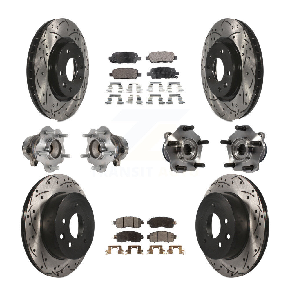 Kit de rotors et plaquettes de frein à disque revêtus de roulement de moyeu avant et arrière (10 pièces) pour Nissan LEA