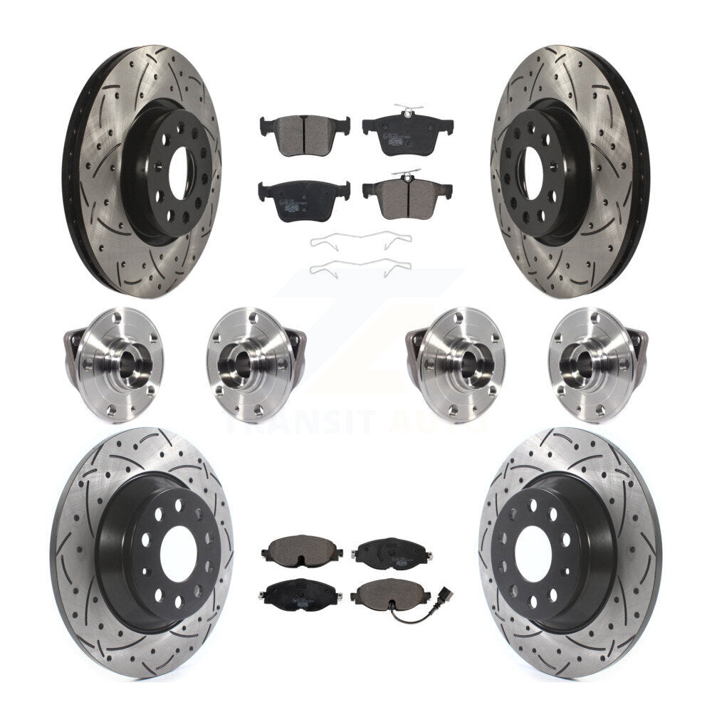 Kit de rotor et de plaquettes de frein revêtus de roulement de moyeu avant et arrière (10 pièces) pour Audi TT Quattr