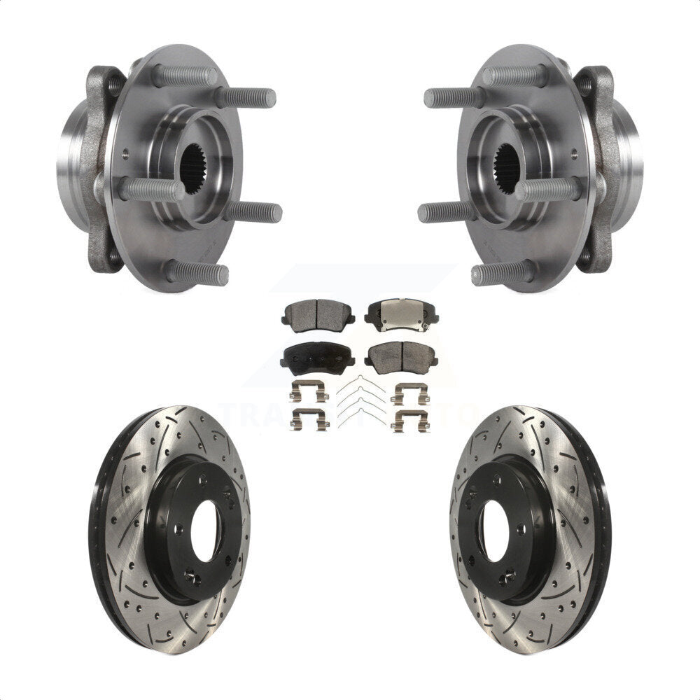 Kit de plaquettes de Rotor de frein, roulement de moyeu avant, fente de perçage, pour Hyundai Veloster Elantra G