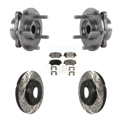 Kit de plaquettes de Rotor de frein, roulement de moyeu avant, fente de perçage, pour Hyundai Veloster Elantra G