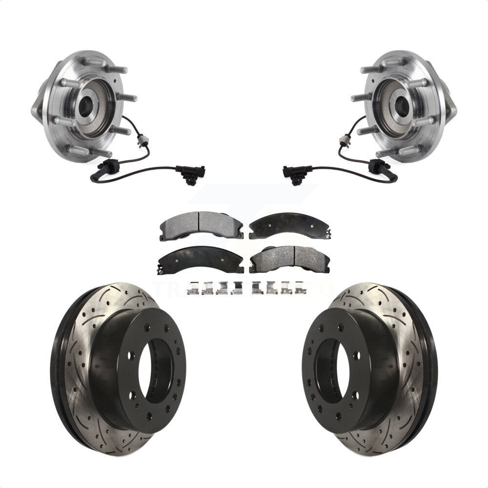 Kit de plaquettes de Rotor de frein, roulement de moyeu avant, fente de perçage, pour GMC Sierra 3500 HD 4W