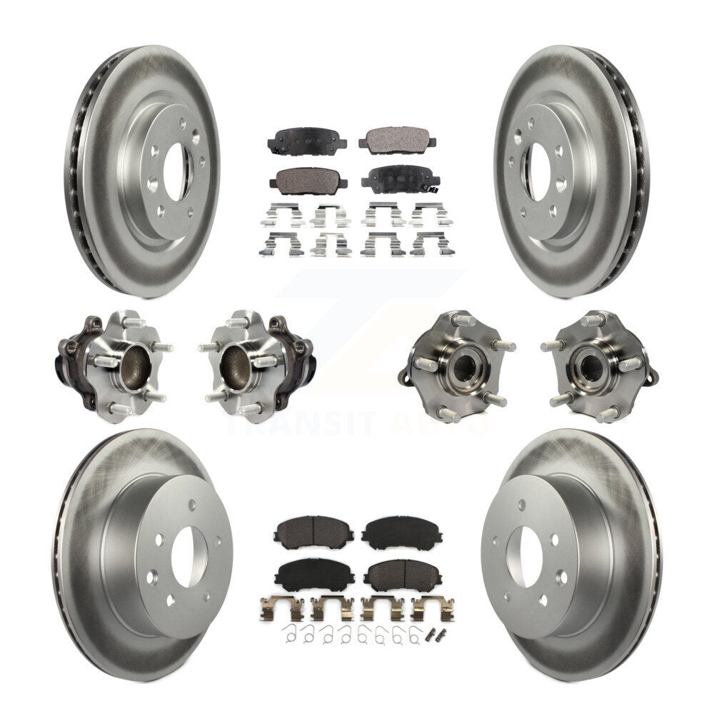 Kit de plaquettes de rotor de frein enduites de roulement de moyeu avant et arrière (10 pièces) pour Nissan Rogue Spor