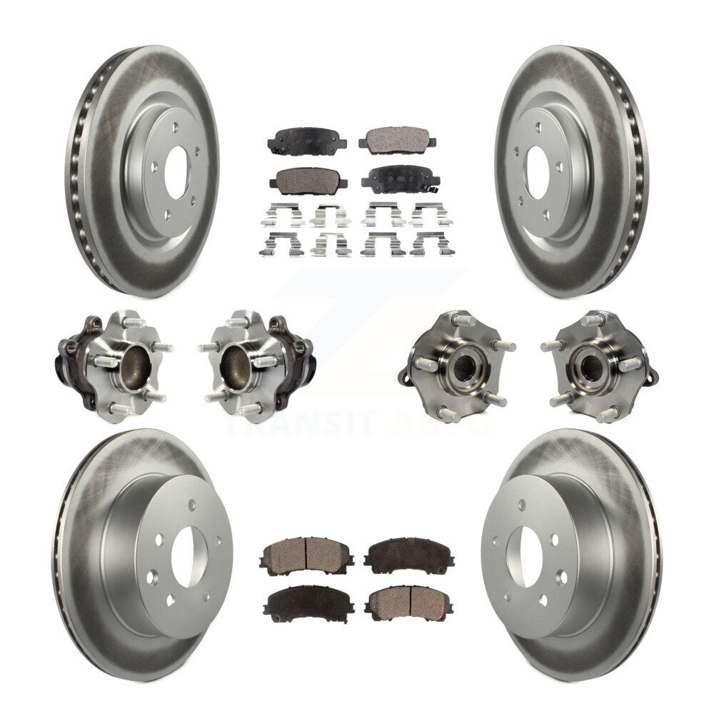 Kit de rotor et de plaquettes de frein à disque revêtus de roulement de moyeu avant et arrière (10 pièces) pour Nissan Rogu