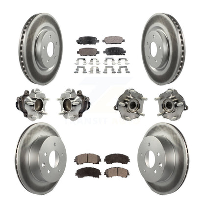 Kit de rotor et de plaquettes de frein à disque revêtus de roulement de moyeu avant et arrière (10 pièces) pour Nissan Rogu