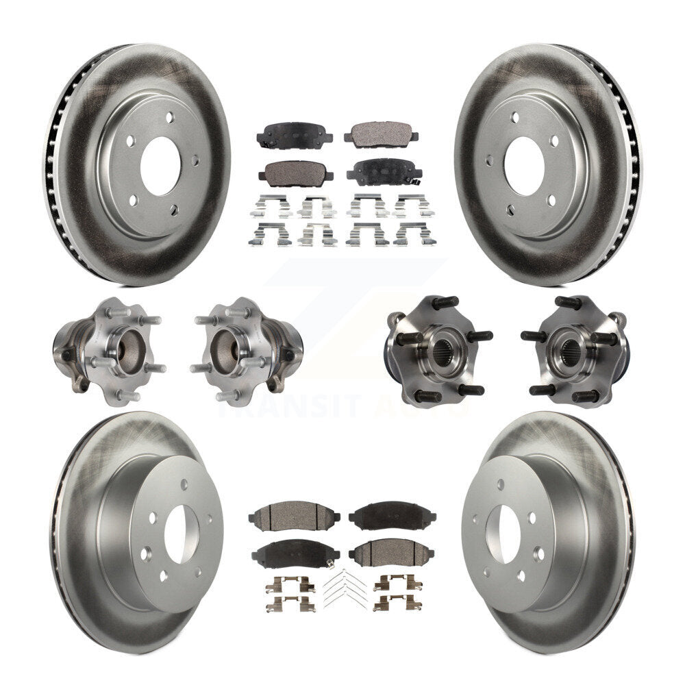 Kit de rotors et plaquettes de frein à disque revêtus de roulement de moyeu avant et arrière (10 pièces) pour Nissan LEA