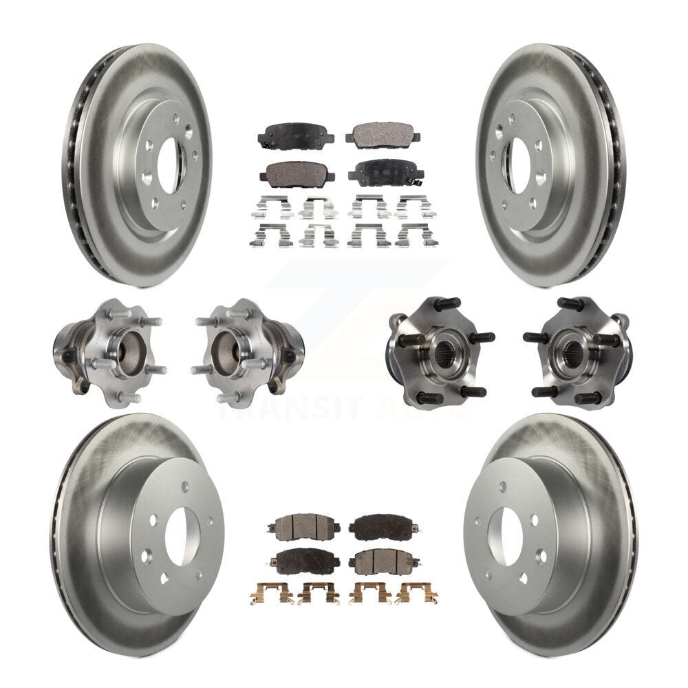 Kit de rotors et plaquettes de frein à disque revêtus de roulement de moyeu avant et arrière (10 pièces) pour Nissan LEA