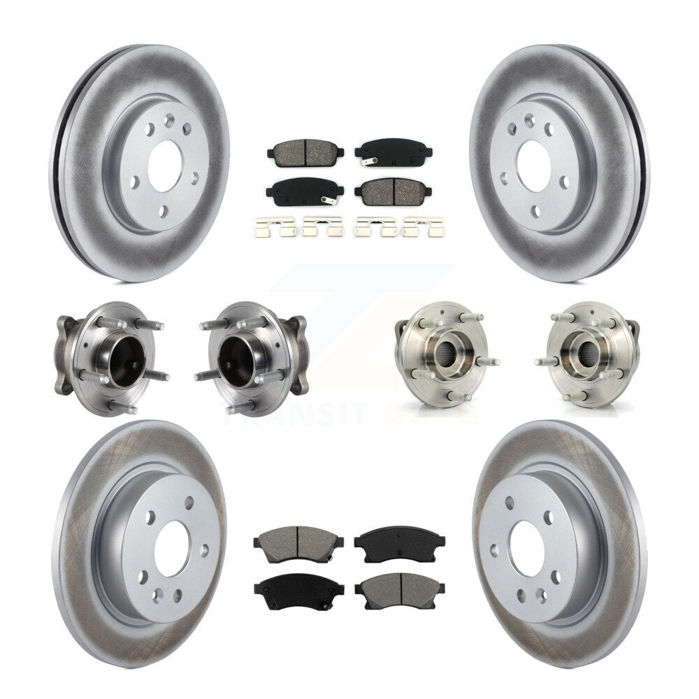 Kit de rotor et de plaquettes de frein revêtus de roulement de moyeu avant et arrière (10 pièces) pour Chevrolet Cruz