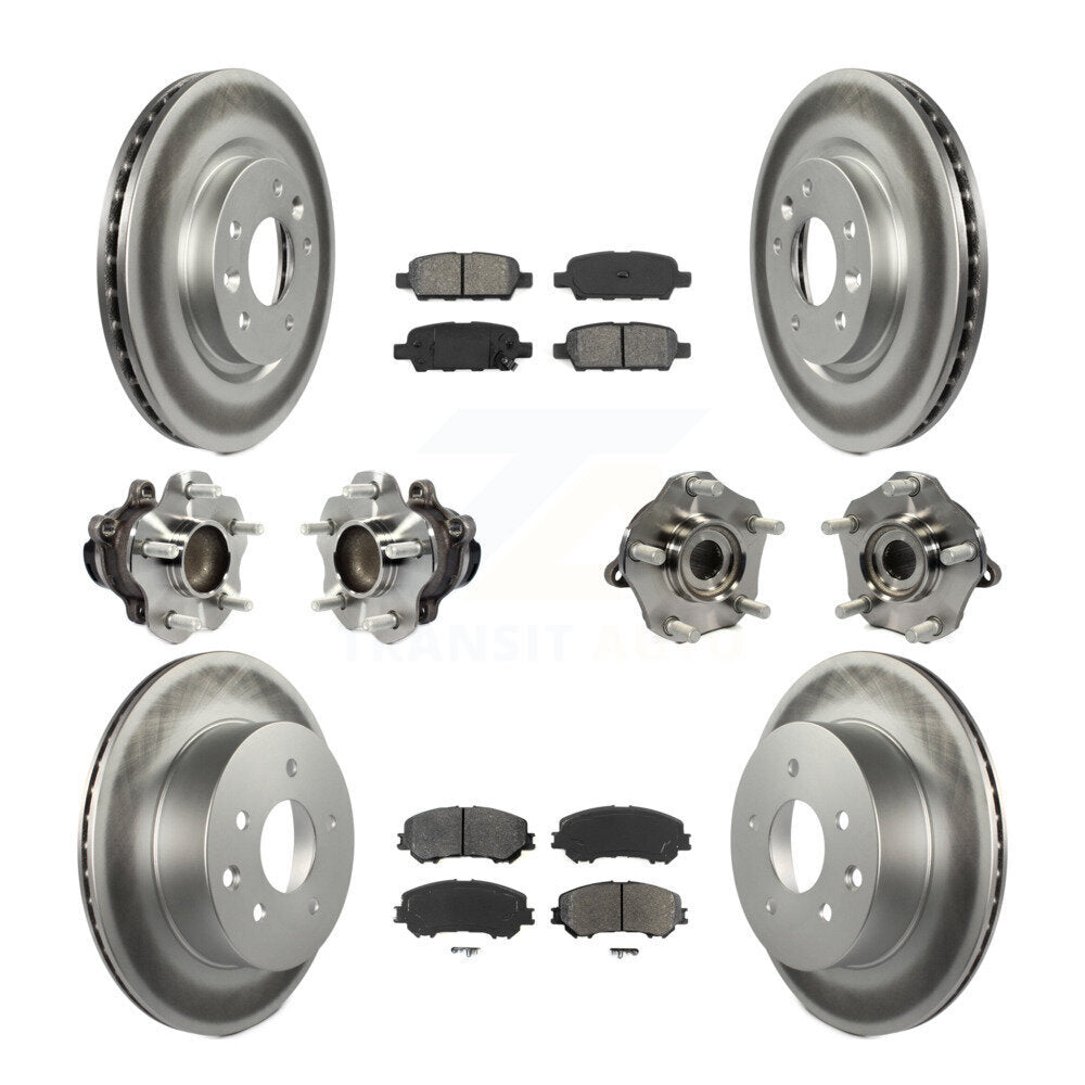 Kit de plaquettes de rotor de frein enduites de roulement de moyeu avant et arrière (10 pièces) pour Nissan Rogue Spor