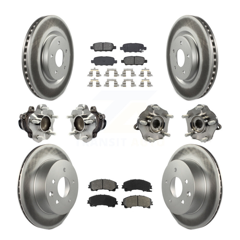 Kit de rotor et de plaquettes de frein à disque revêtus de roulement de moyeu avant et arrière (10 pièces) pour Nissan Rogu