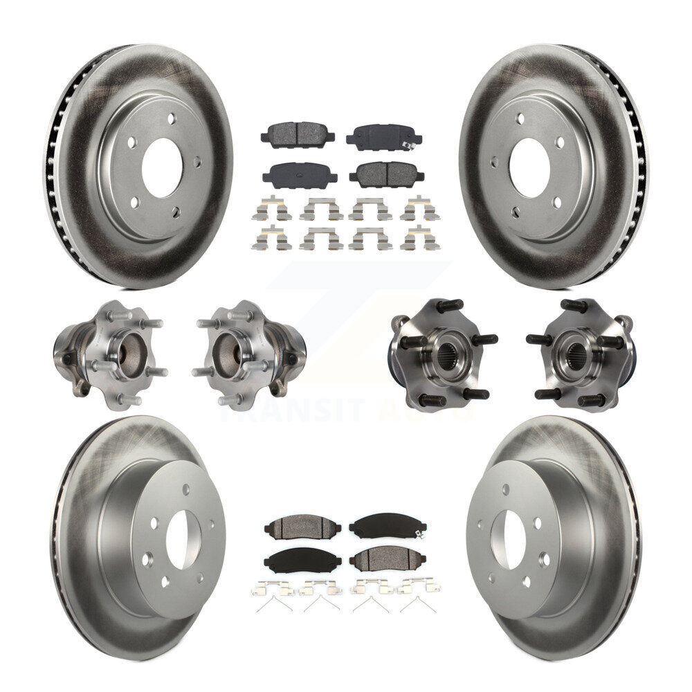 Kit de rotors et plaquettes de frein à disque revêtus de roulement de moyeu avant et arrière (10 pièces) pour Nissan LEA