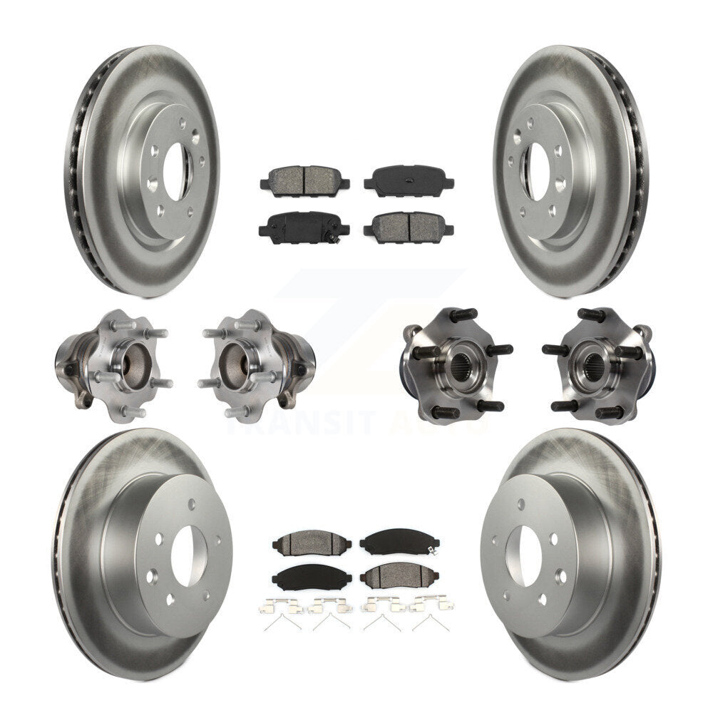Kit de rotors et plaquettes de frein à disque revêtus de roulement de moyeu avant et arrière (10 pièces) pour Nissan LEA