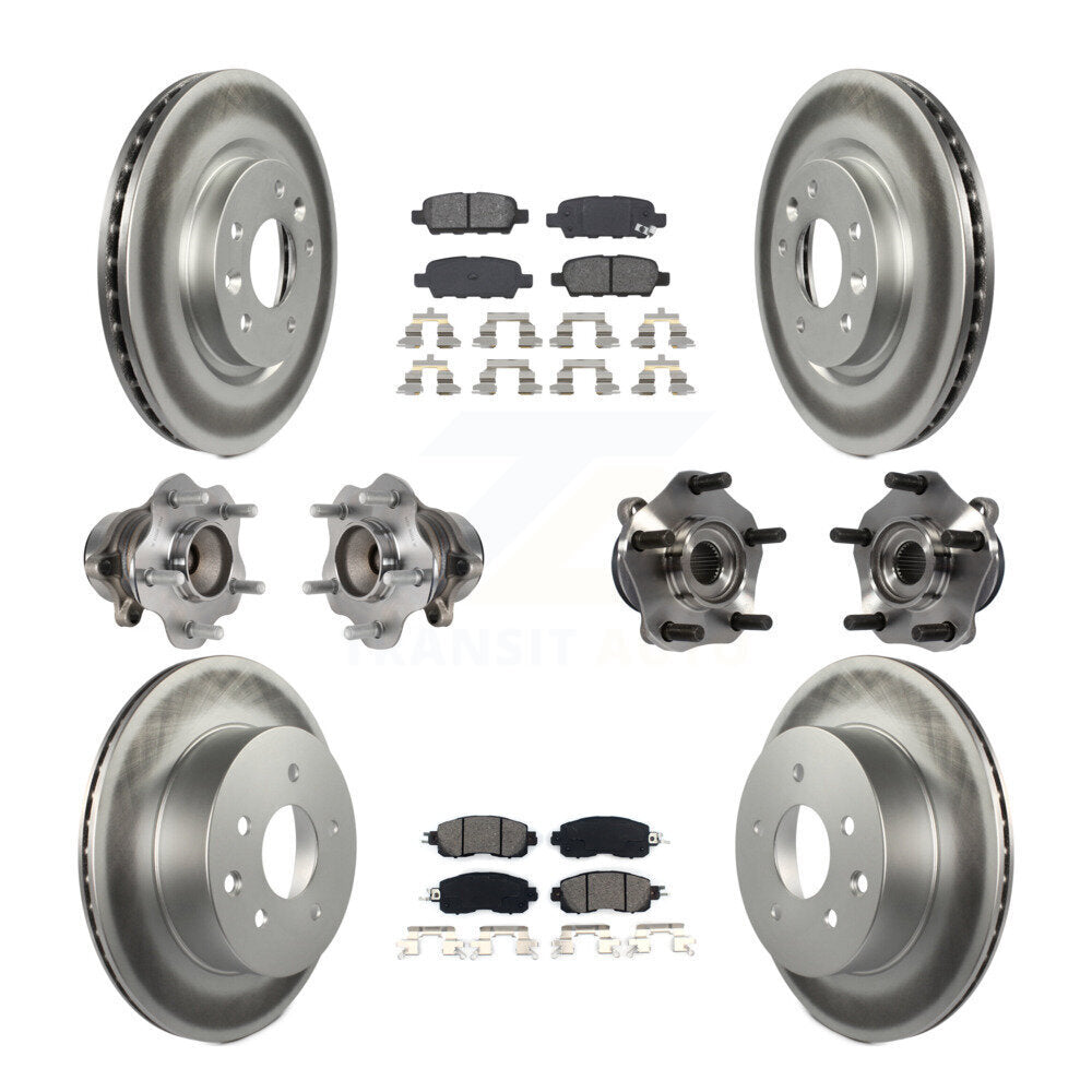 Kit de rotors et plaquettes de frein à disque revêtus de roulement de moyeu avant et arrière (10 pièces) pour Nissan LEA