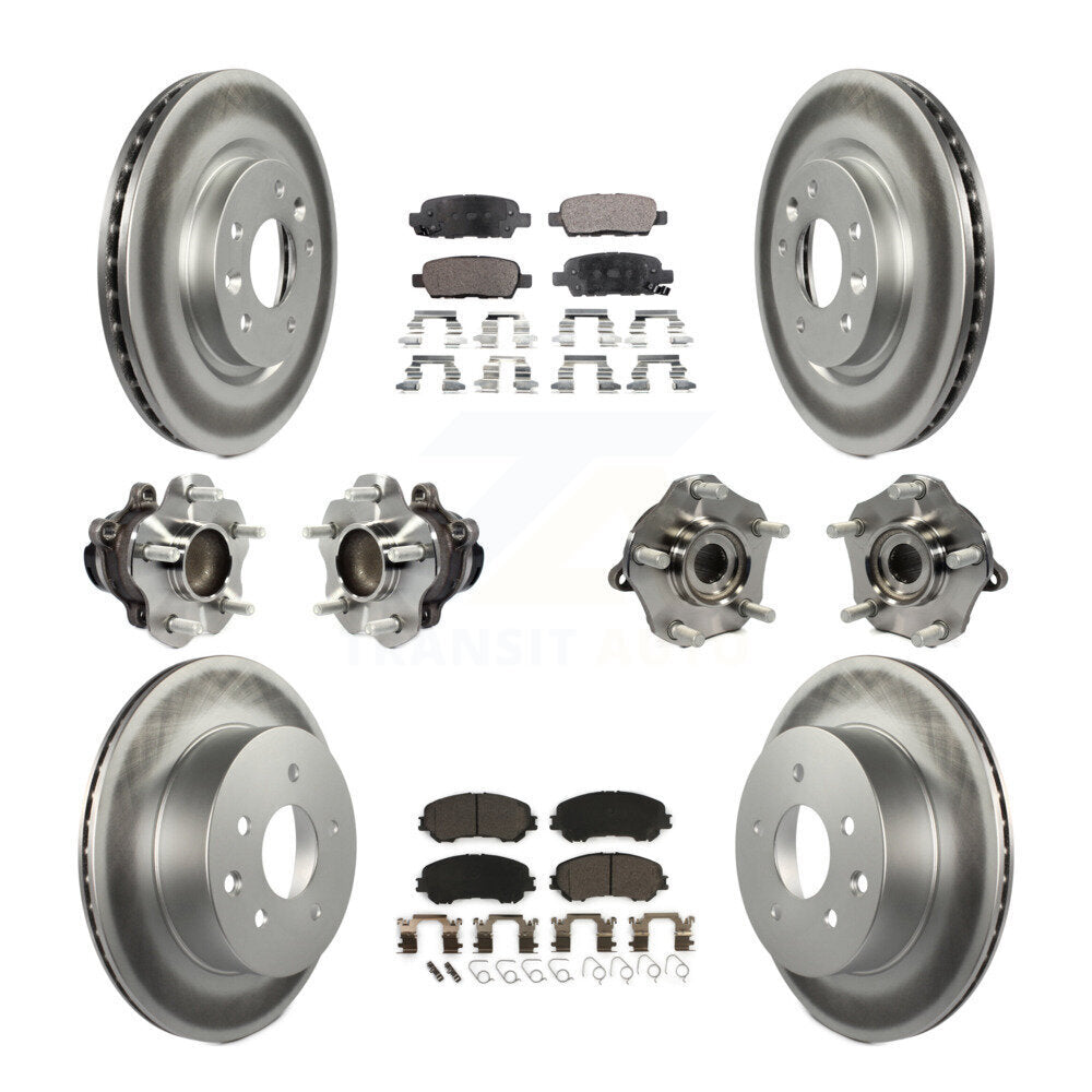 Kit de plaquettes de rotor de frein enduites de roulement de moyeu avant et arrière (10 pièces) pour Nissan Rogue Spor
