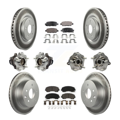 Kit de rotor et de plaquettes de frein à disque revêtus de roulement de moyeu avant et arrière (10 pièces) pour Nissan Rogu