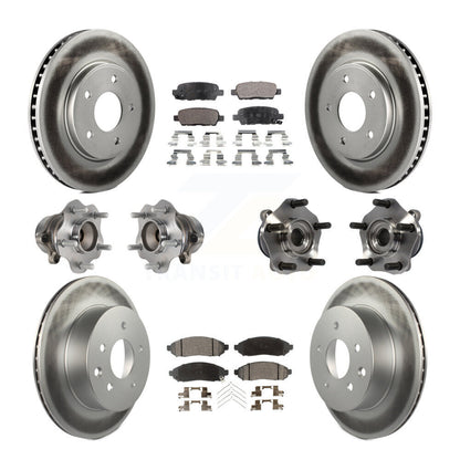 Kit de rotors et plaquettes de frein à disque revêtus de roulement de moyeu avant et arrière (10 pièces) pour Nissan LEA
