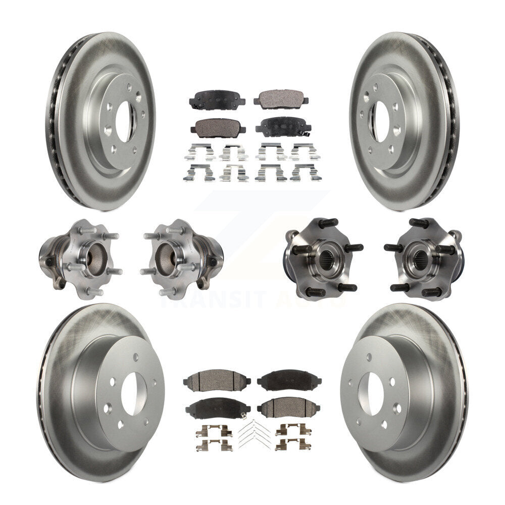 Kit de rotors et plaquettes de frein à disque revêtus de roulement de moyeu avant et arrière (10 pièces) pour Nissan LEA