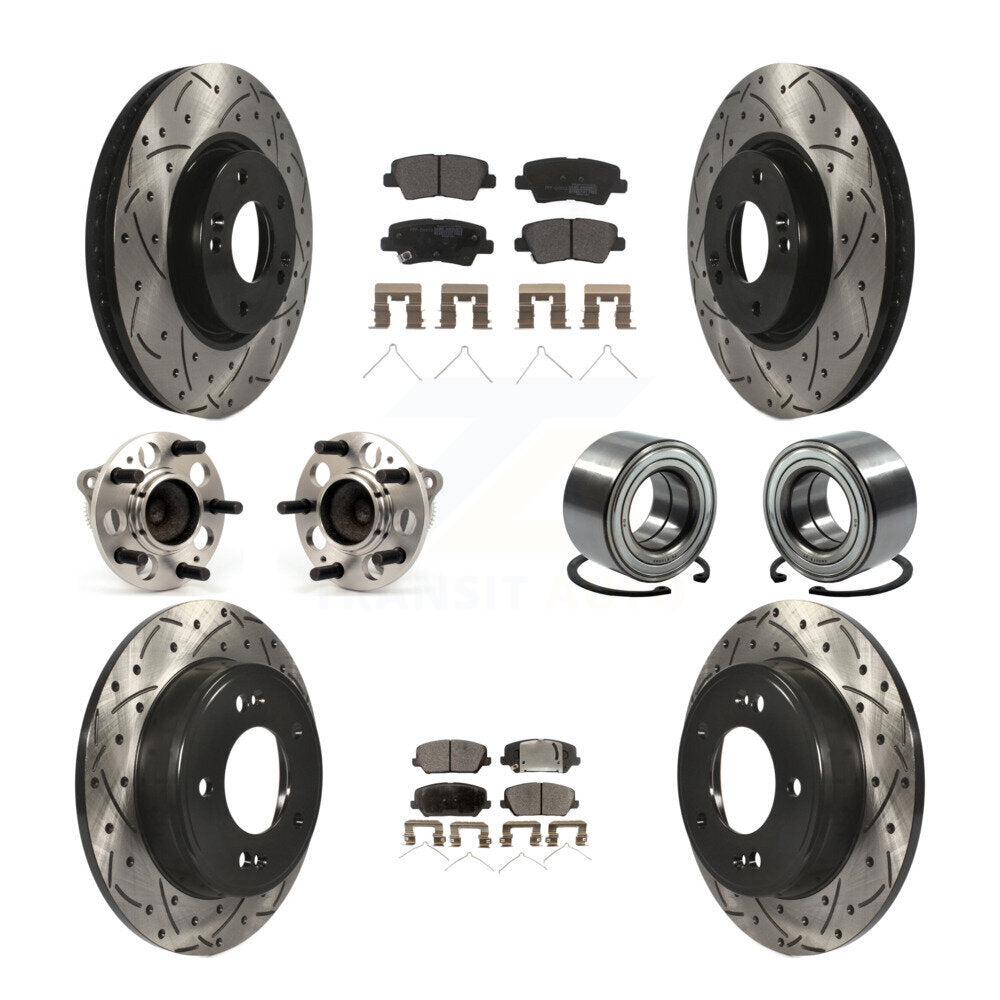 Kit de rotors et plaquettes de frein revêtus de roulement de moyeu avant et arrière (10 pièces) pour Hyundai Veloste