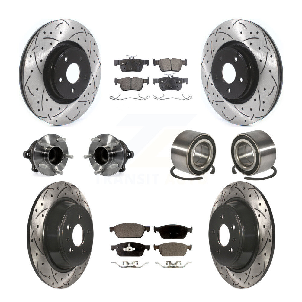 Kit de rotors et plaquettes de frein à disque revêtus de roulement de moyeu avant et arrière (10 pièces) pour Lincoln MK