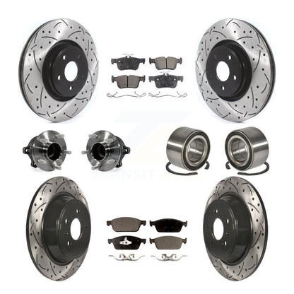 Kit de rotors et plaquettes de frein à disque revêtus de roulement de moyeu avant et arrière (10 pièces) pour Lincoln MK