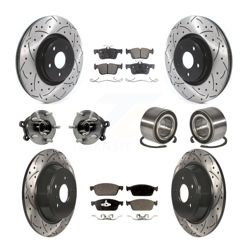 Kit de rotors et plaquettes de frein à disque revêtus de roulement de moyeu avant et arrière (10 pièces) pour Lincoln MK