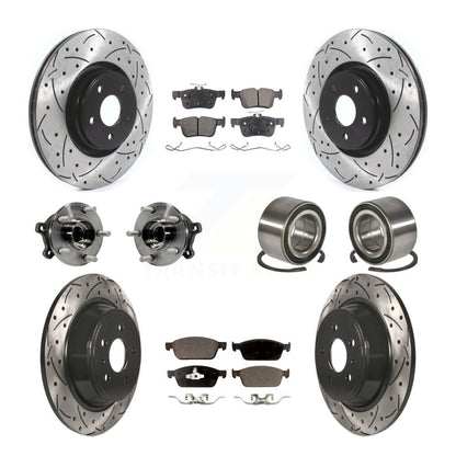 Kit de rotors et plaquettes de frein à disque revêtus de roulement de moyeu avant et arrière (10 pièces) pour Lincoln MK