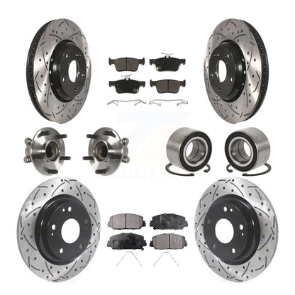 Kit de rotors et plaquettes de frein à disque revêtus de roulement de moyeu avant et arrière (10 pièces) pour Honda Civi