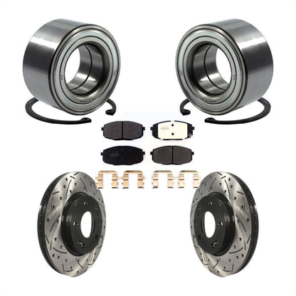Kit de rotor et de plaquettes de frein à fente percée avec roulement de roue avant pour Kia Soul Fort