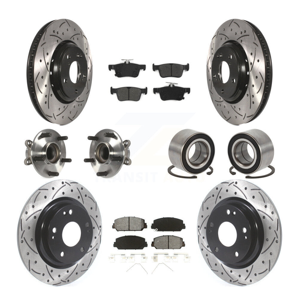 Kit de rotors et plaquettes de frein à disque revêtus de roulement de moyeu avant et arrière (10 pièces) pour Honda Civi