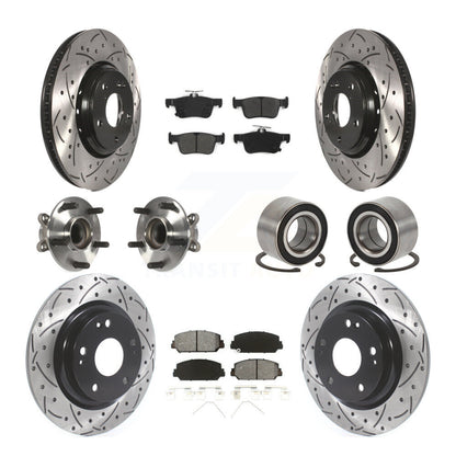 Kit de rotors et plaquettes de frein à disque revêtus de roulement de moyeu avant et arrière (10 pièces) pour Honda Civi
