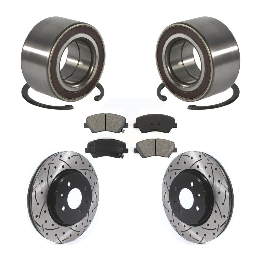 Kit de plaquettes de Rotor de frein à disque fendu percé avec roulement de roue avant pour Kia Ri