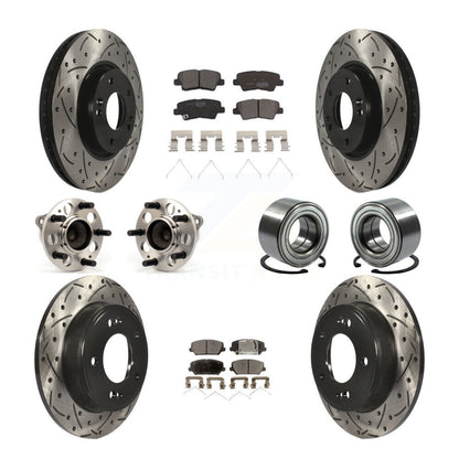 Kit de rotors et plaquettes de frein revêtus de roulement de moyeu avant et arrière (10 pièces) pour Hyundai Veloste
