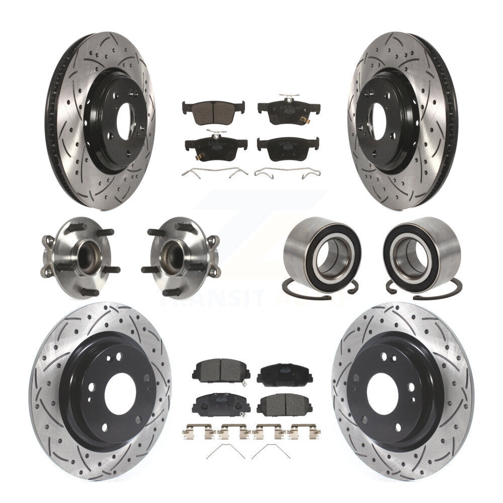 Kit de rotors et plaquettes de frein à disque revêtus de roulement de moyeu avant et arrière (10 pièces) pour Honda Civi