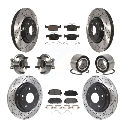 Kit de rotors et plaquettes de frein à disque revêtus de roulement de moyeu avant et arrière (10 pièces) pour Honda Civi