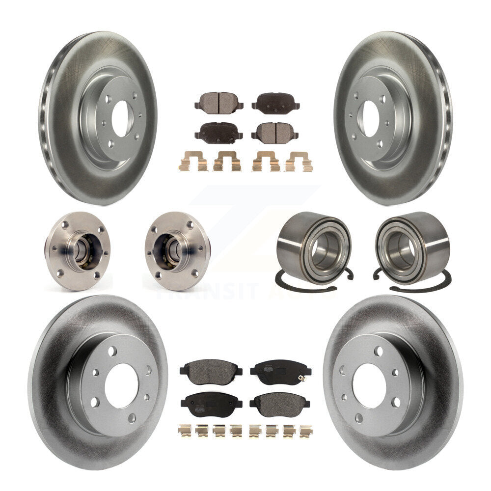 Kit de rotors et plaquettes de frein à disque revêtus de roulement de moyeu avant et arrière (10 pièces) pour Fiat 50