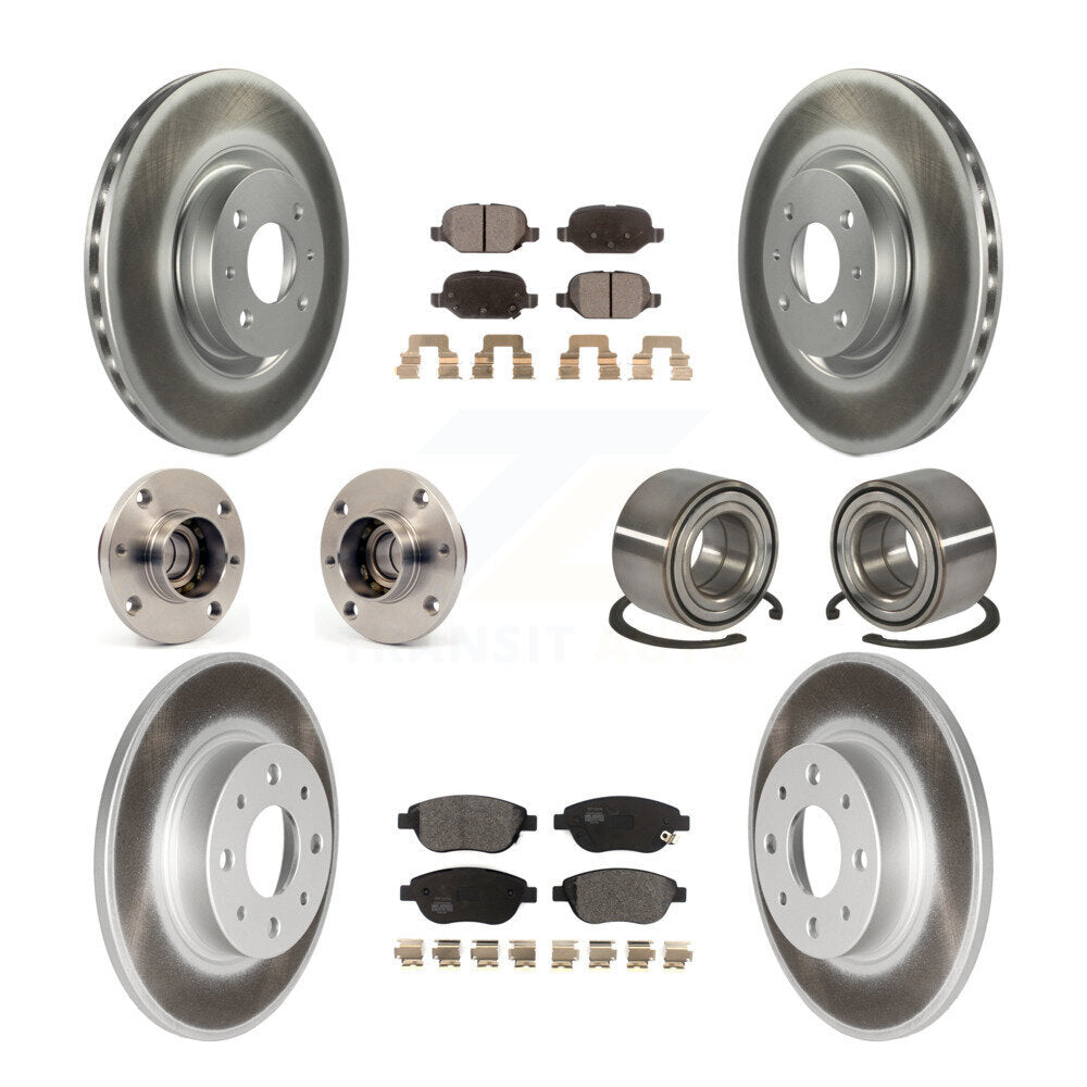 Kit de rotors et plaquettes de frein à disque revêtus de roulement de moyeu avant et arrière (10 pièces) pour Fiat 50