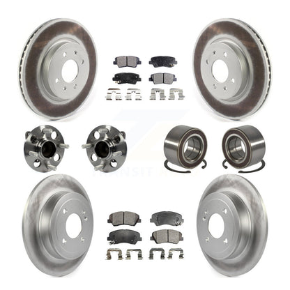 Kit de rotors et plaquettes de frein à disque revêtus de roulements de moyeu avant et arrière (10 pièces) pour Kia Ri