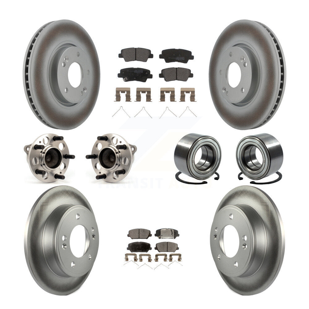 Kit de rotors et plaquettes de frein revêtus de roulement de moyeu avant et arrière (10 pièces) pour Hyundai Veloste