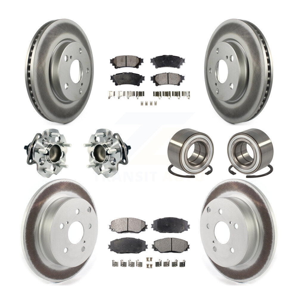 Kit de plaquettes de rotor de frein, roulement de moyeu avant et arrière (10 pièces) pour Toyota Prius 17-18