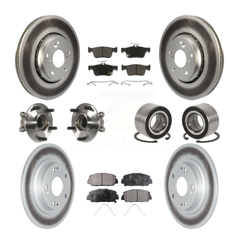 Kit de rotors et plaquettes de frein à disque revêtus de roulement de moyeu avant et arrière (10 pièces) pour Honda Civi