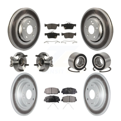 Kit de rotors et plaquettes de frein à disque revêtus de roulement de moyeu avant et arrière (10 pièces) pour Honda Civi
