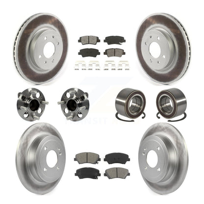 Kit de rotors et plaquettes de frein à disque revêtus de roulements de moyeu avant et arrière (10 pièces) pour Kia Ri