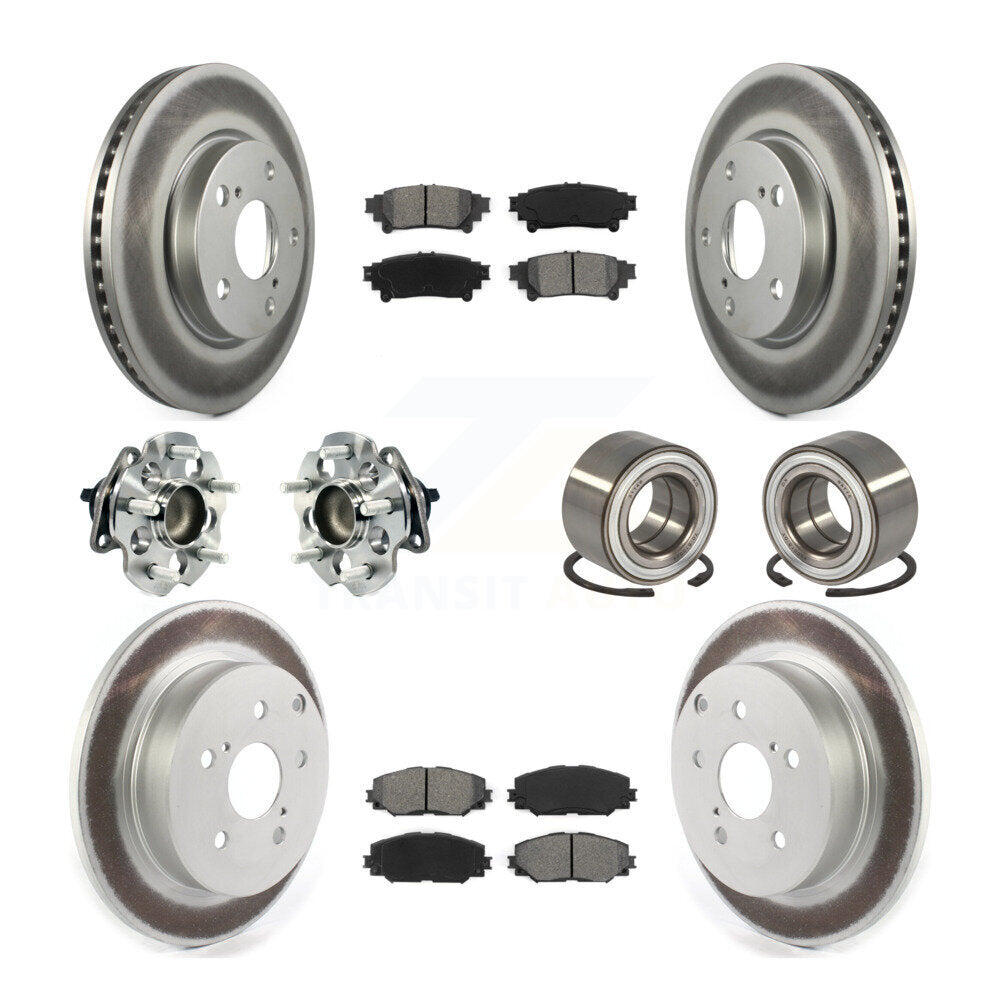 Kit de plaquettes de rotor de frein, roulement de moyeu avant et arrière (10 pièces) pour Toyota Prius 17-18