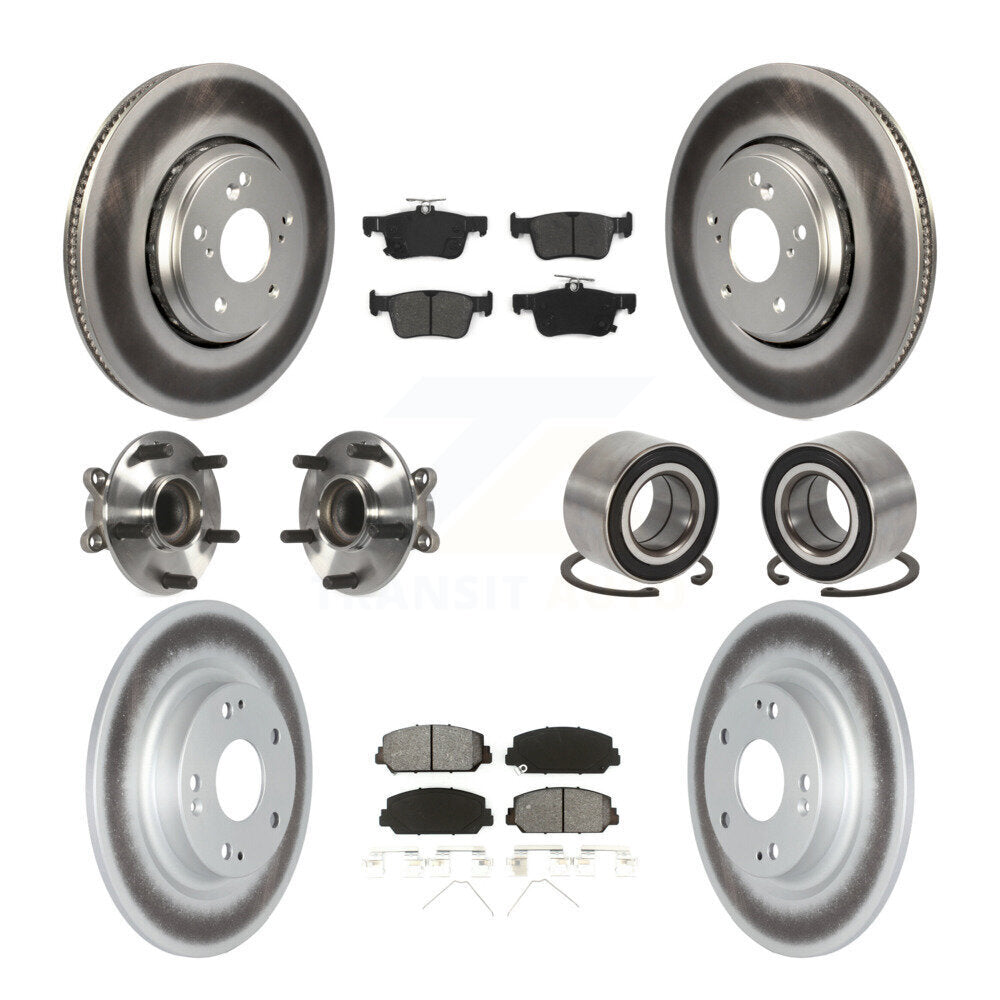 Kit de rotors et plaquettes de frein à disque revêtus de roulement de moyeu avant et arrière (10 pièces) pour Honda Civi